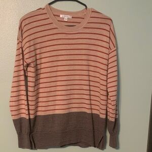 Orvis Beige and Red Striped Sweater